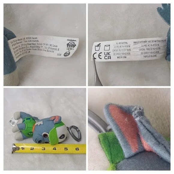 Paw Patrol Rocky Mini Plush Bag Clip On Backpack Hanger Stuffed Dog 4.5" - Picture 6 of 6